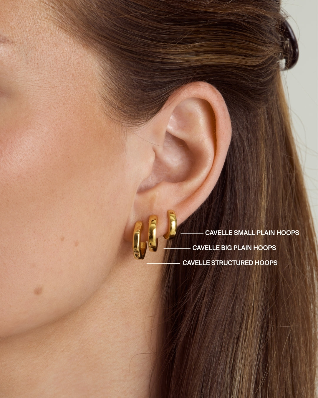 Cavelle Structured Hoops Gold