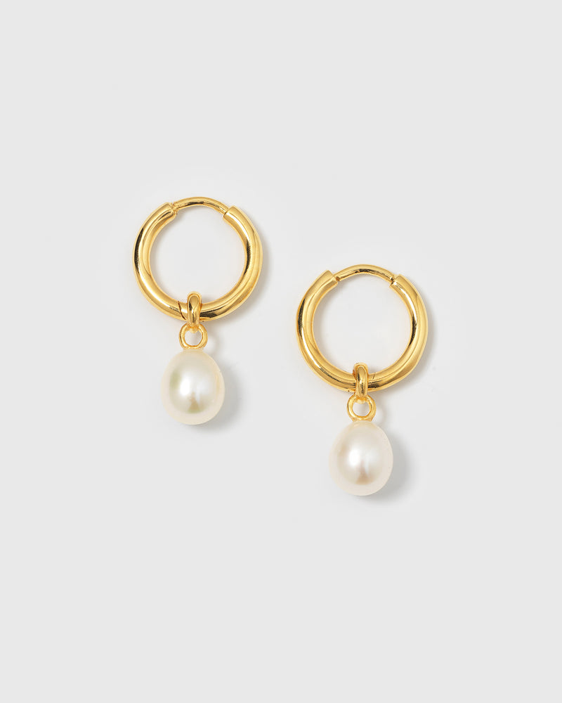 Treasure Pearl Hoops Gold