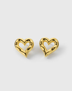 Puff Heart Earrings Gold