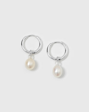 Treasure Pearl Hoops Silver