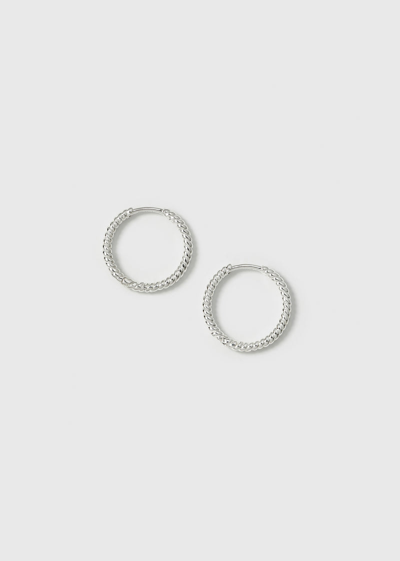 Beloved Twisted Medium Hoops Silver