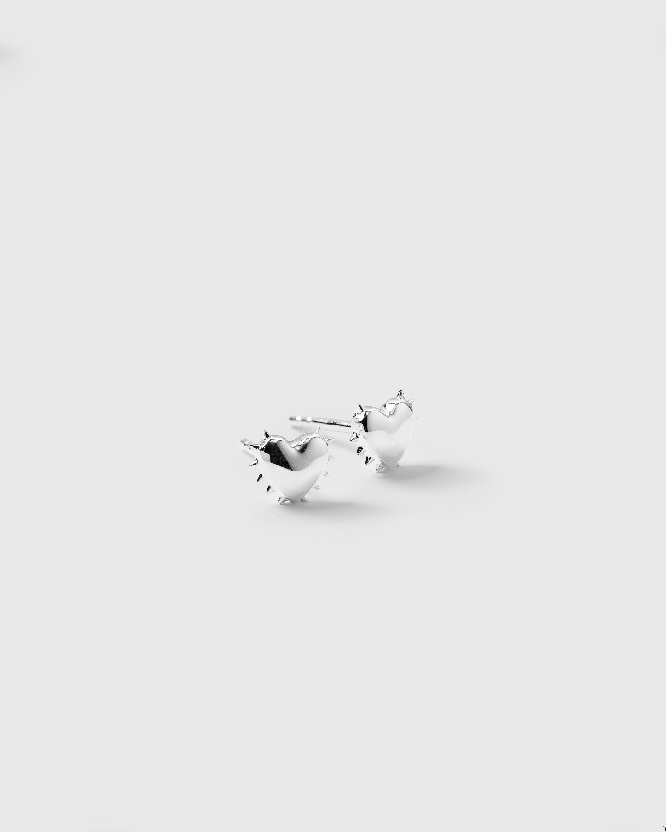 True Love Spike Heart Studs Silver
