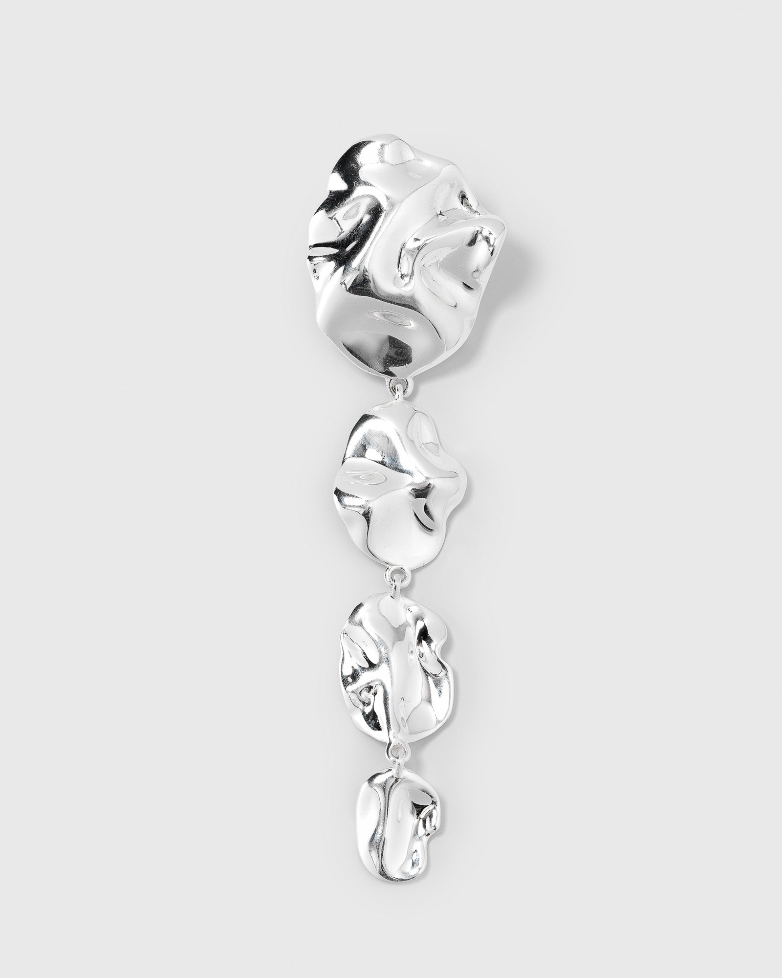Moulded Long Single Earring Silver