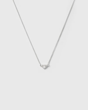 Snap Heart Necklace Silver Crystal