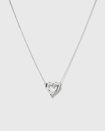 Puff Heart Necklace Silver